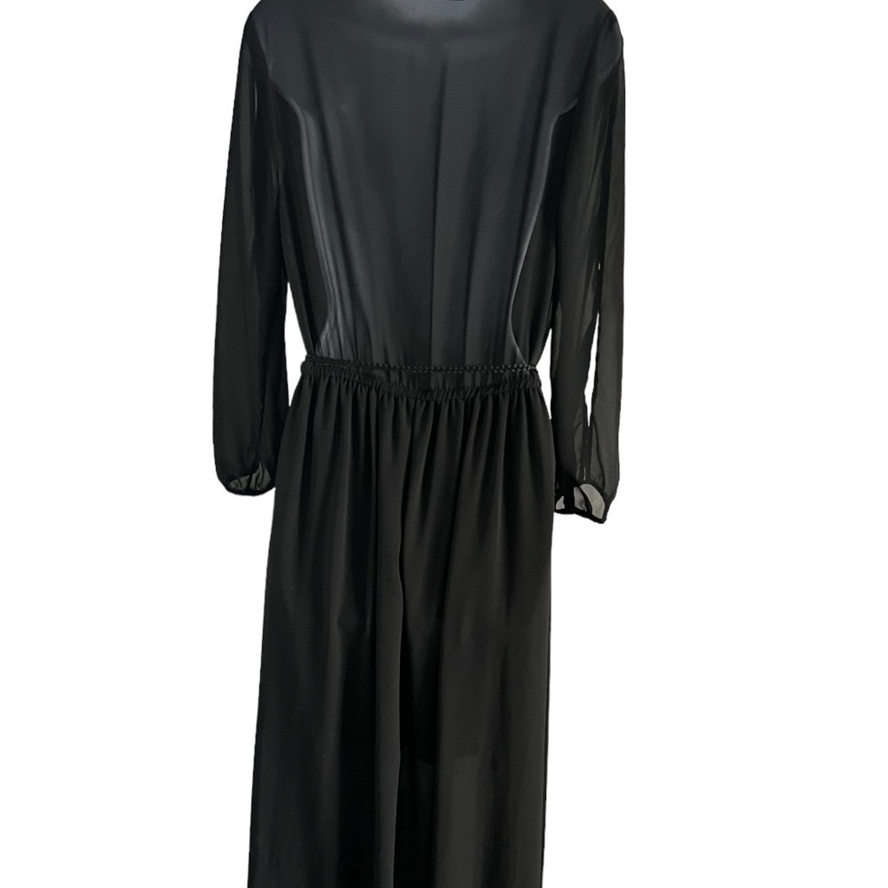 Just Fab | Black Chiffon Ruffle Front | Maxi Dress - Picture 7 of 8